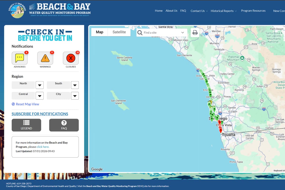 Lanzan nuevo sitio web para estatus de contaminación de playas de San Diego