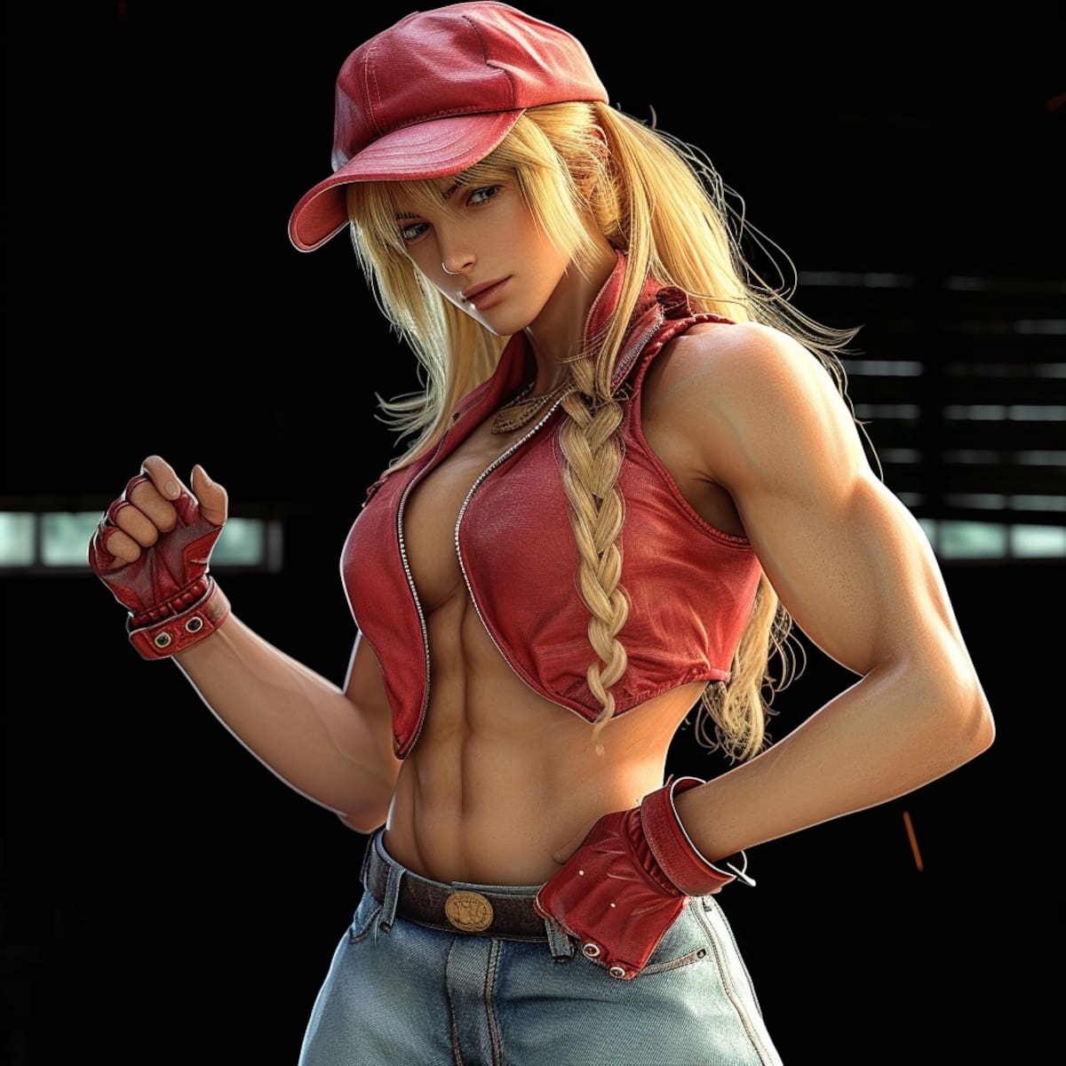 El legendario 'Lobo' de las calles se reinventa en esta representación de IA, destacando una versión musculosa y atractiva de Terry Bogard