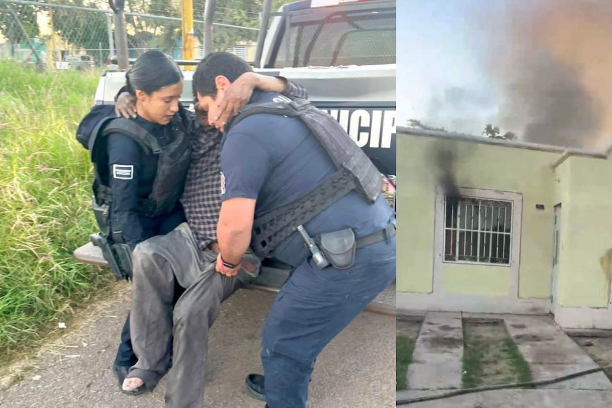 Policías de Cajeme le salvan la vida a un adulto de 93 años en un incendio