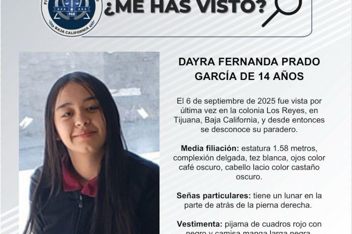 Se busca a Dayra Fernanda Prado García de 14 años