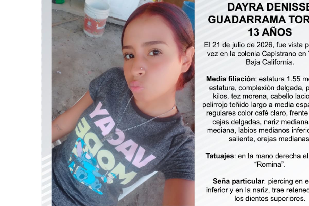 Se busca a Dayra Denisse Guadarrama Torres de 13 años