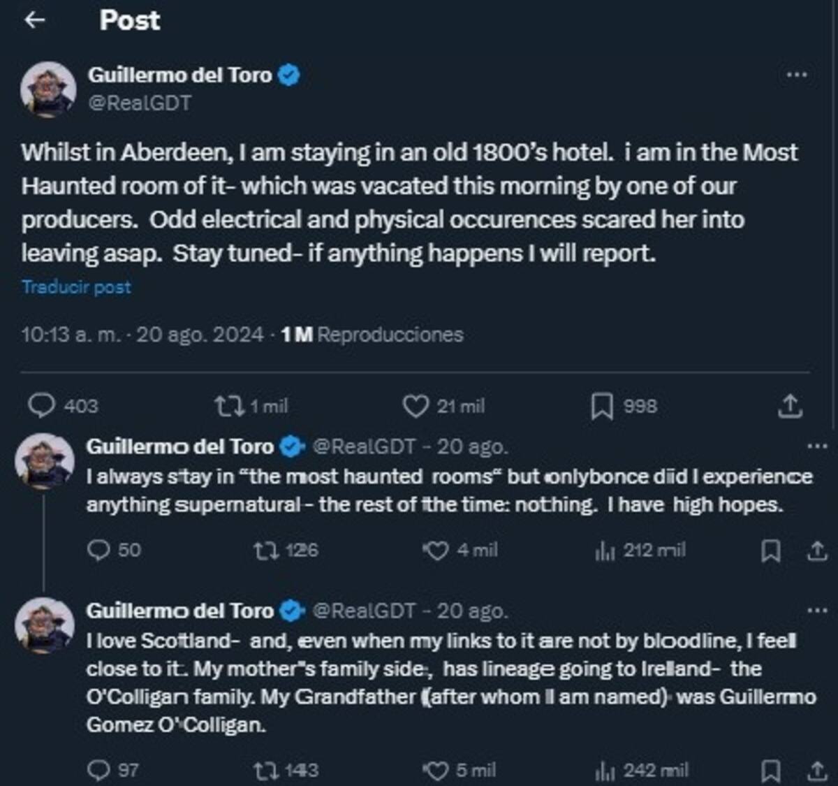 Guillermo del Toro comparte su experiencia en Escocia