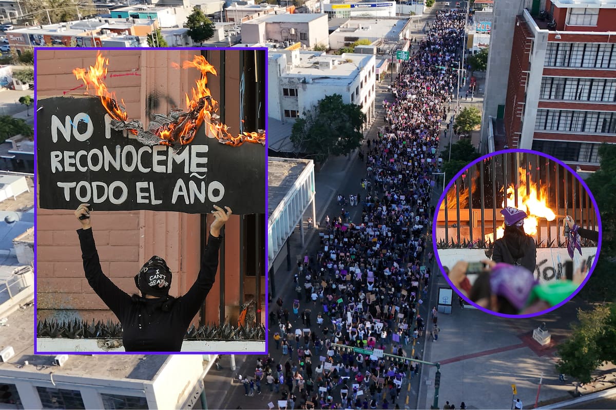 Entre consignas y exigencias de justicia, marchan en Hermosillo por el 8M
