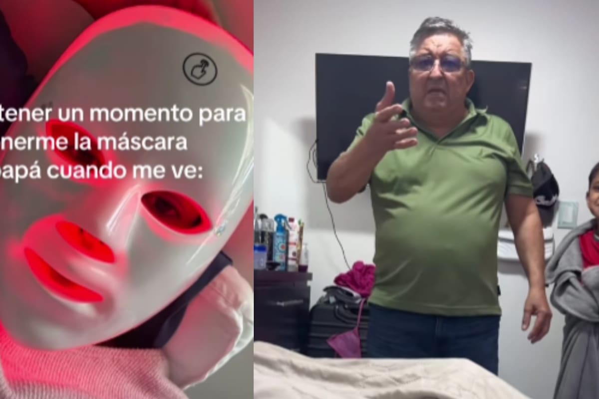 Padre ve a su hija con una máscara LED roja, se asusta y la regaña por usarla