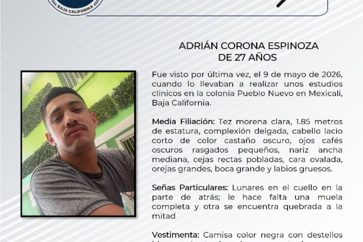 Buscan a Adrián Corona Espinoza, joven desaparecido en Baja California
