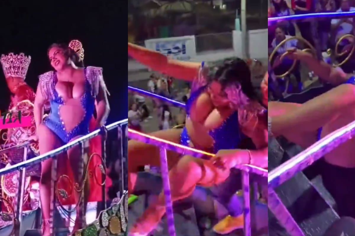 VIRAL: Kimberly Irene de ‘Las Perdidas’ sufre tremenda caída en el carnaval de Martínez de la Torre
