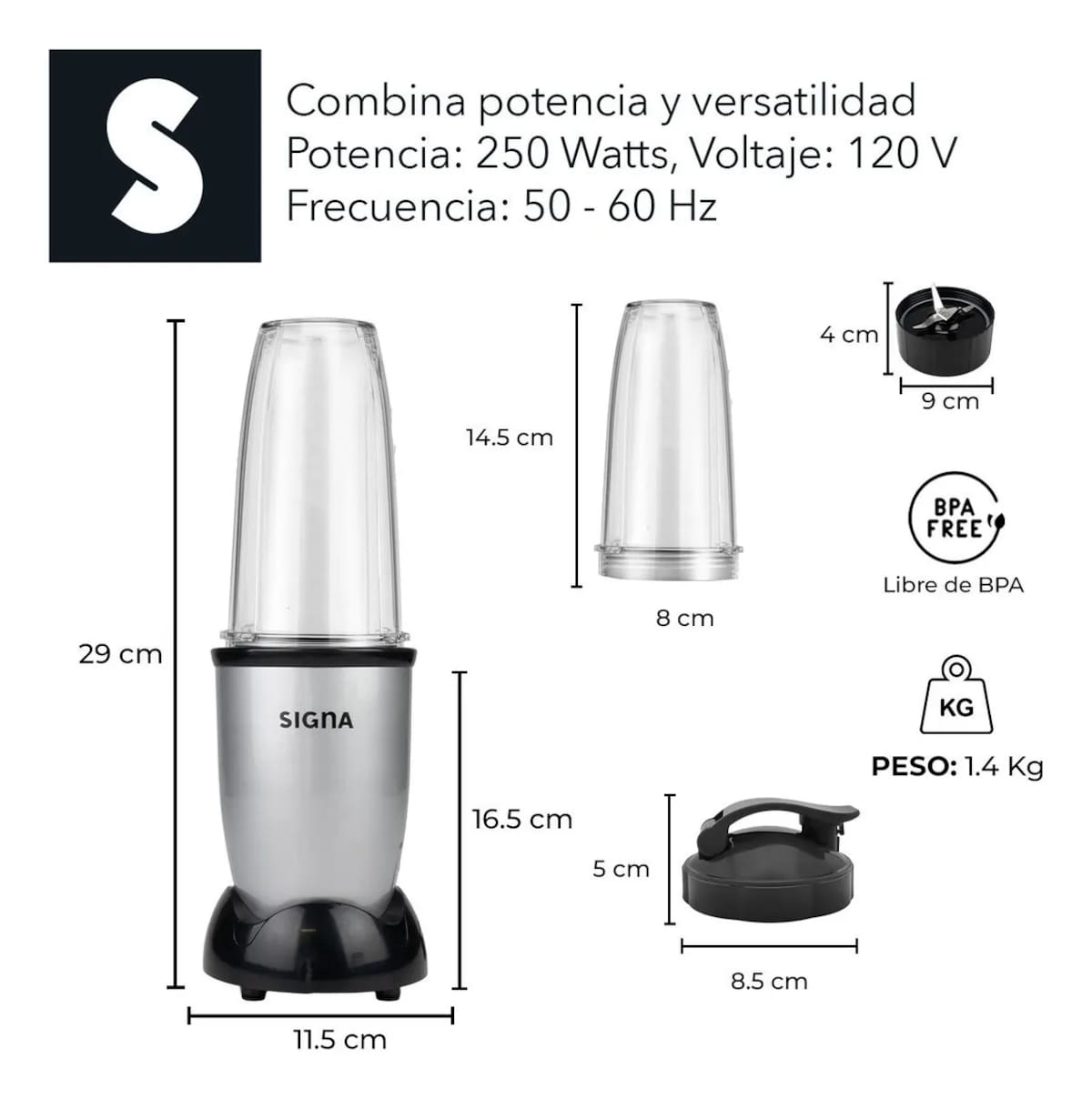 Licuadora y procesador de alimentos profesional de la marca SIGNA. | Captura Mercado Libre