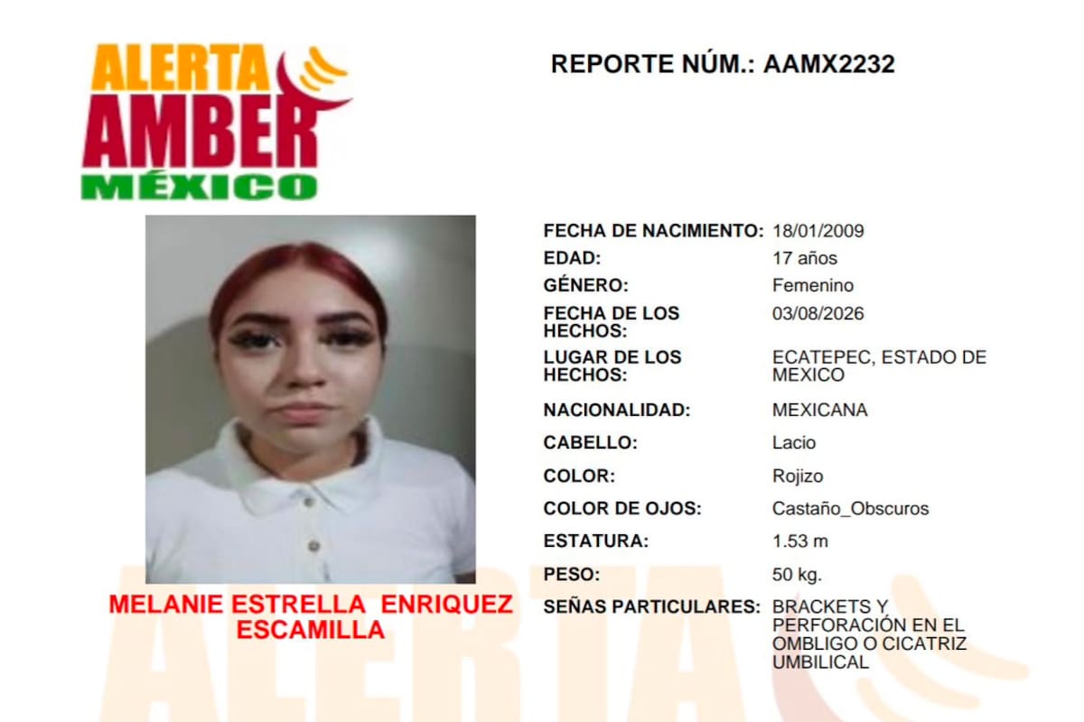 Se busca a Melanie Estrella Enriquez Escamilla de 17 años