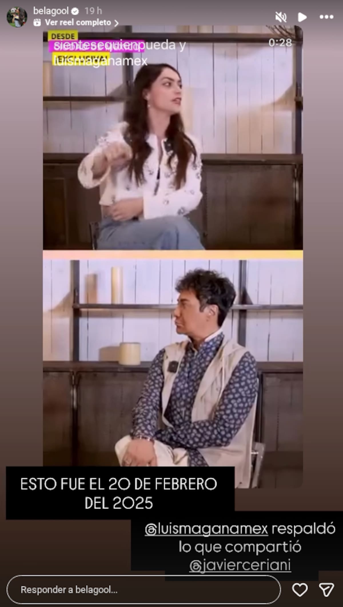 Sobrina de Maribel Guardia revela presuntos episodios de violencia entre Julián Figueroa e Imelda Garza Tuñón | captura de pantalla IG (@belagool)