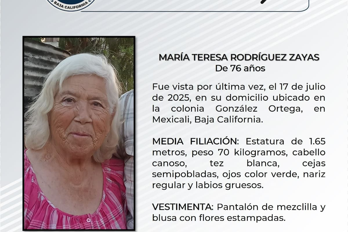 Se solicita ayuda para localizar a María Teresa Rodríguez Zayas