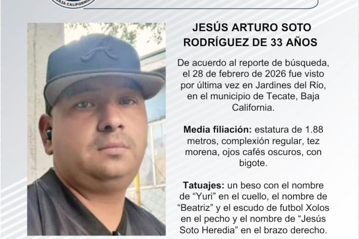 Se busca a Jesús Arturo Soto Rodríguez, de 33 años de edad