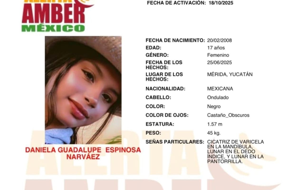 Activan Alerta Amber Daniela Guadalupe Espinosa Narváez de 17 años