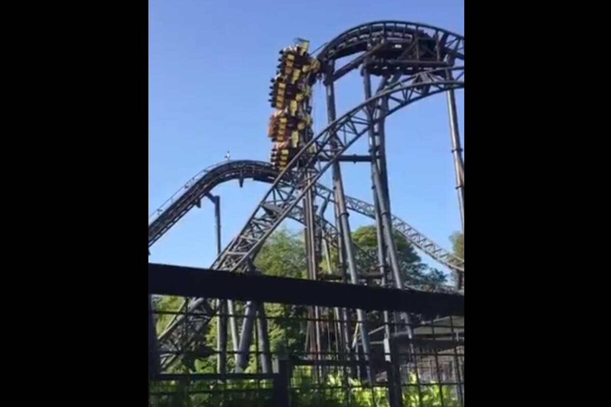 VIDEO: Por avería personas quedan atrapadas en montaña rusa