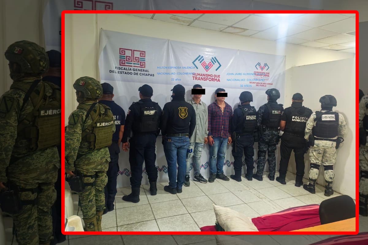 Detienen a dos colombianos con aparente droga durante operativo de vigilancia en Chiapas