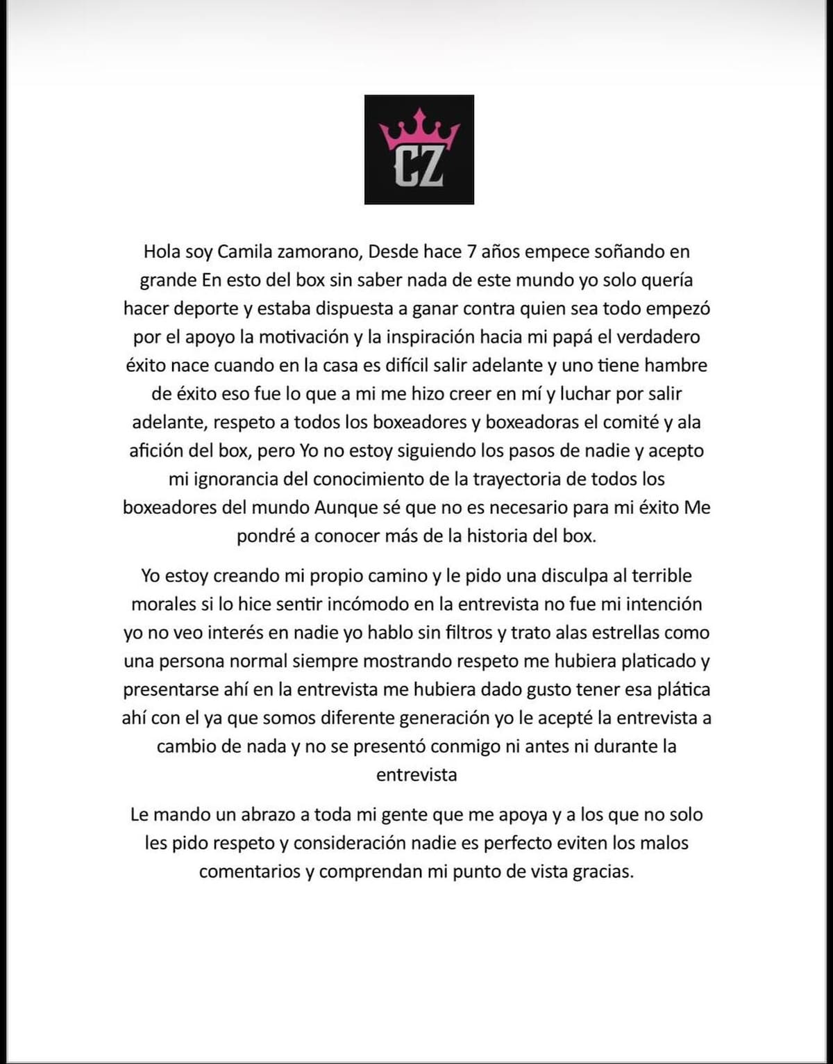 Facebook: Camila Zamorano Boxeadora