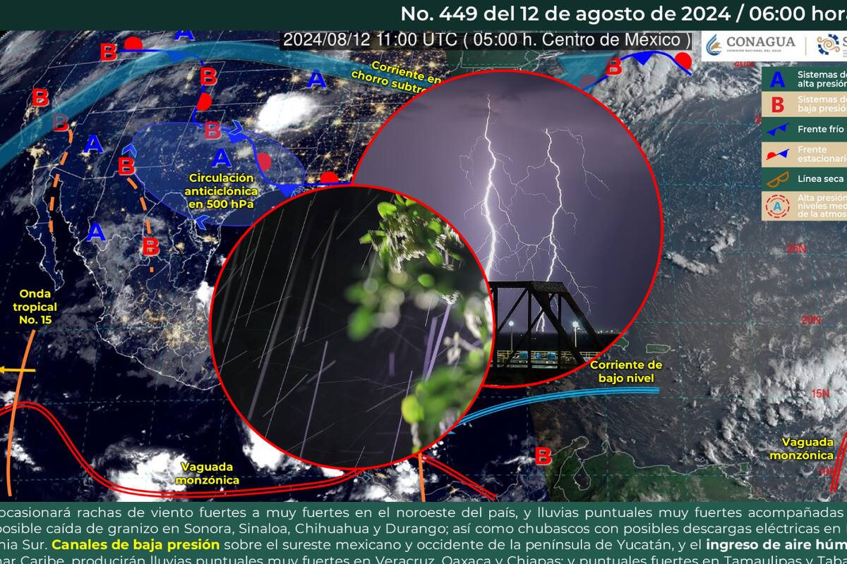 Lluvias, rayos y hasta granizo prevén en estos estados del Norte