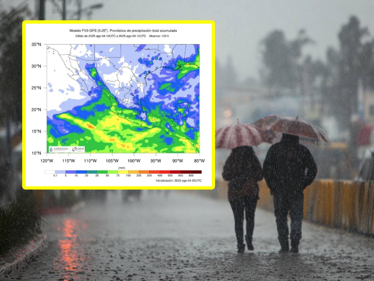 Para el período del martes 5 al miércoles 6 de agosto de 2025, el Servicio Meteorológico Nacional pronostica lluvias intensas en diversas regiones de México.