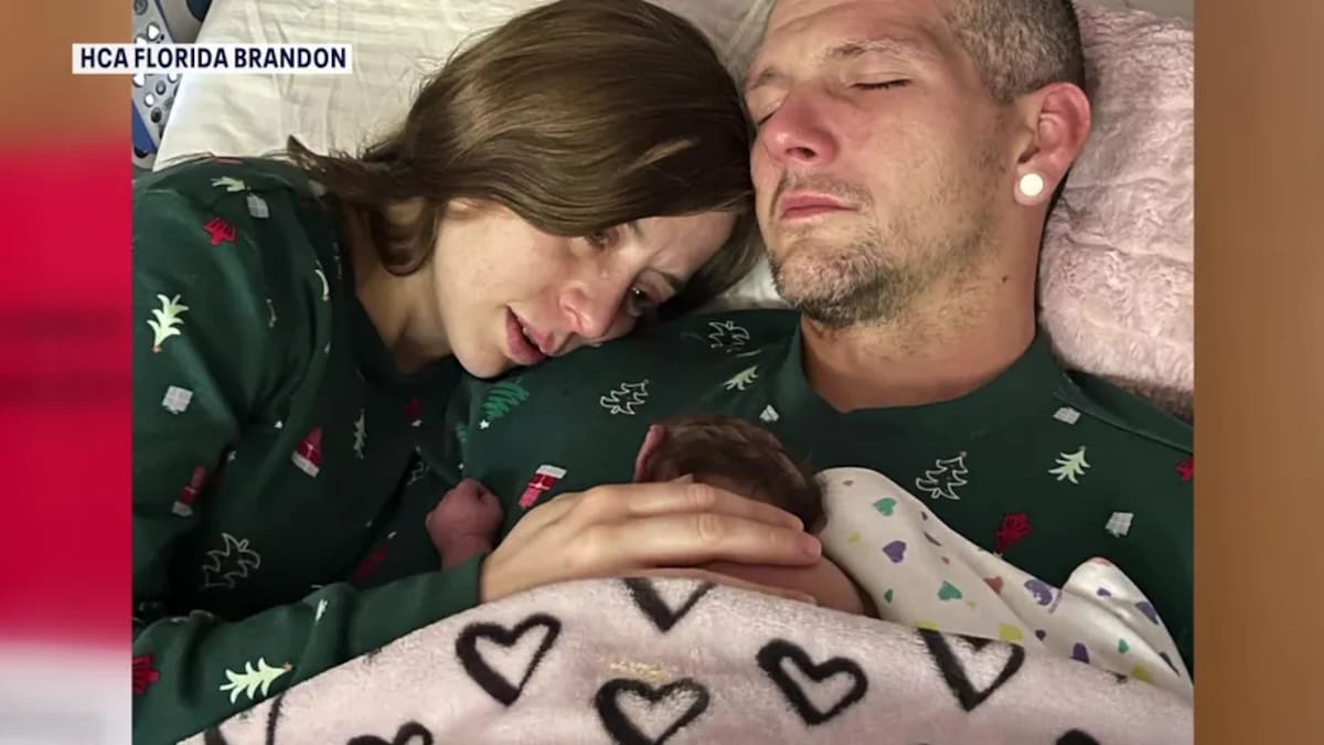 Catherine Mornhineway y Andrew Ford decidieron continuar con el embarazo de su hija Haven, quien tenía pocas horas de vida, para permitir que sus órganos beneficiaran a otros recién nacidos. Foto: HCA Florida Brandon
