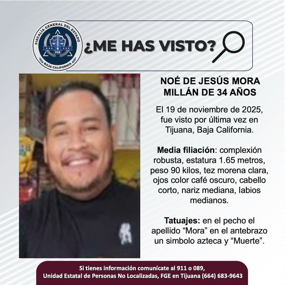 Fue visto por última vez el 19 de noviembre de 2025.