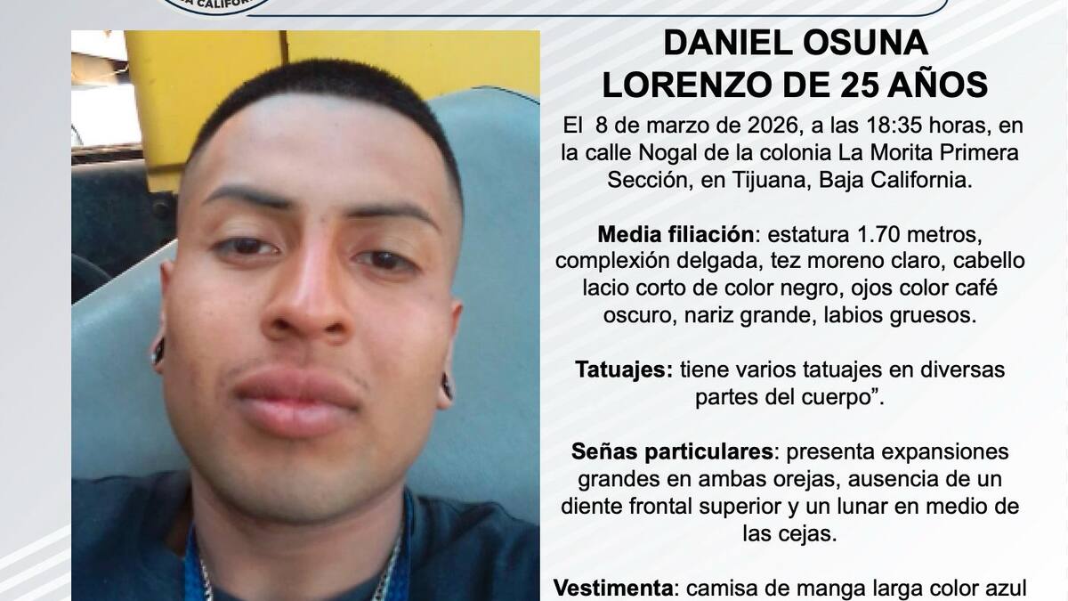 Se busca a Daniel Osuna Lorenzo de 25 años de edad