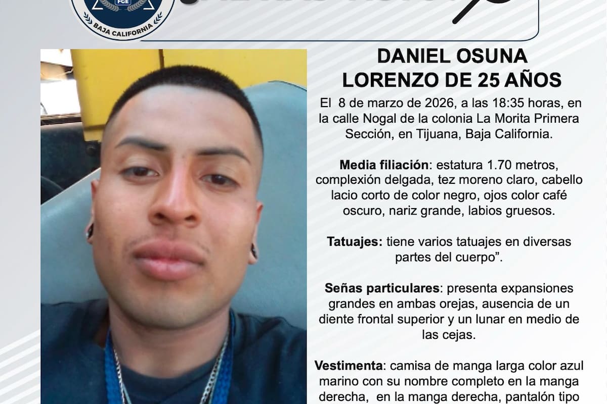 Se busca a Daniel Osuna Lorenzo de 25 años de edad