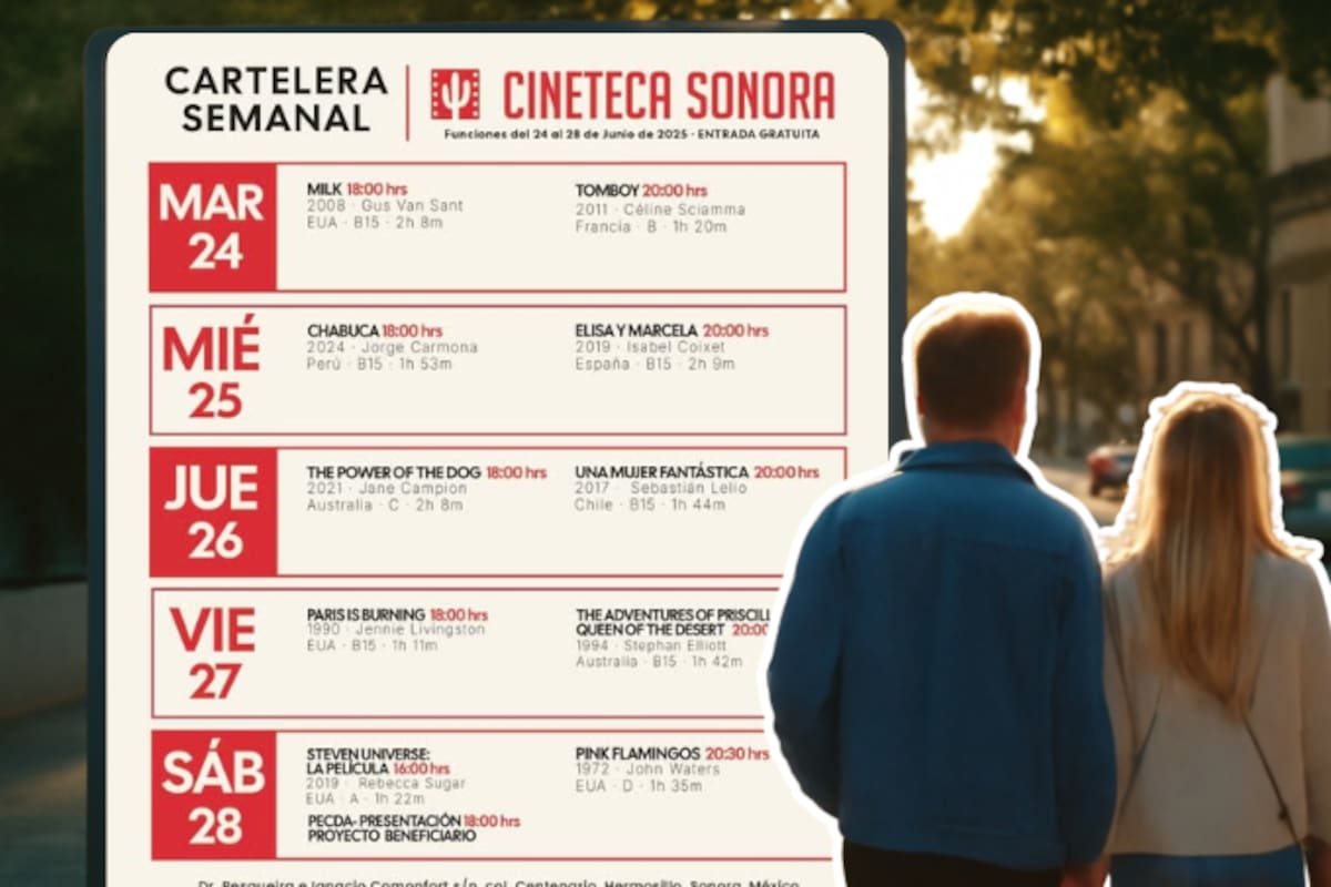 Cineteca Sonora lanza cartelera semanal con cine diverso del 24 al 28 de junio