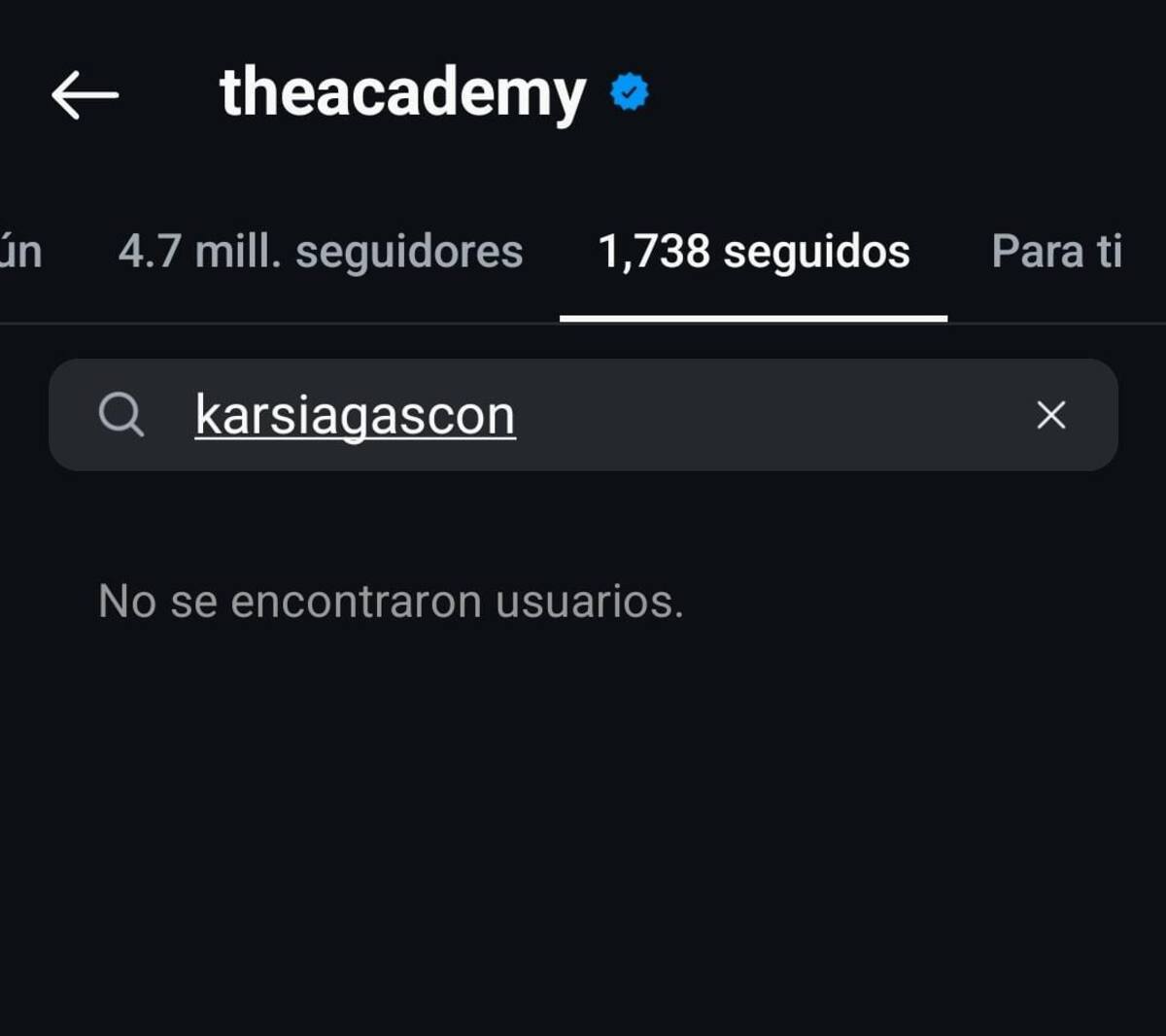 La Academia dejó de seguir a Karla Sofía Gascón en Instagram
