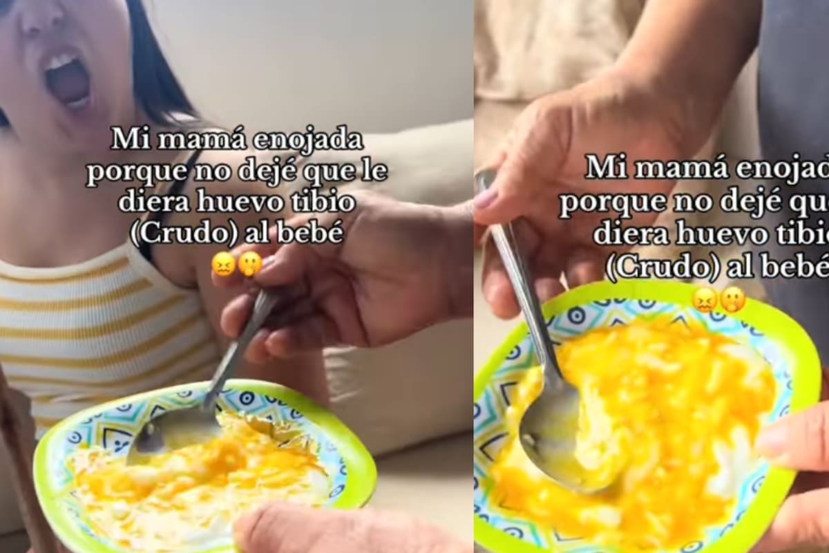 Joven muestra cómo su madre intentaba darle huevo crudo a su bebé y se molesta al no dejarla