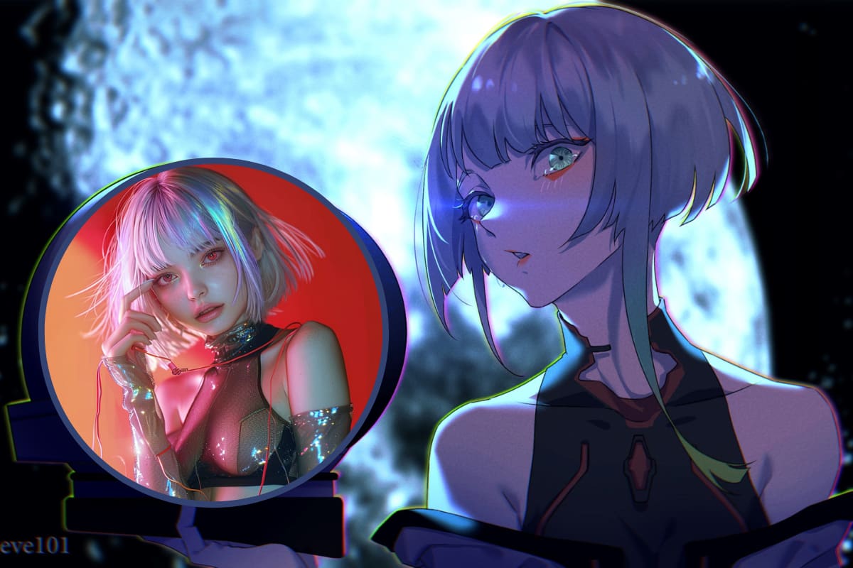 Lucy de Cyberpunk Edgerunners: La hacker más bella del futuro como persona de carne IA