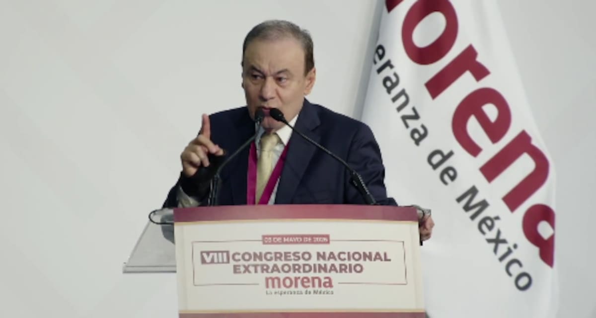 Alfonso Durazo Montaño durante el VIII Congreso Nacional Extraordinario de Morena celebrado este domingo 3 de mayo. | Captura de pantalla