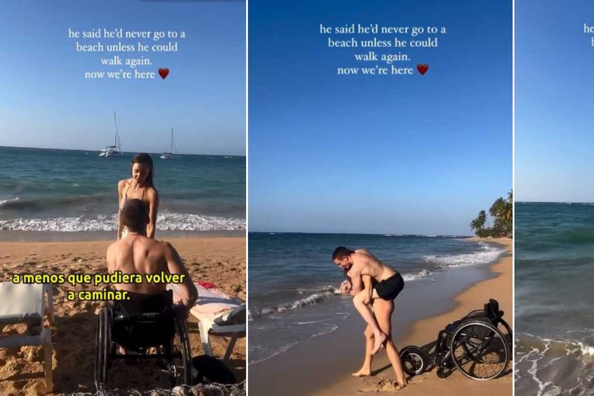 VIDEO: Joven lleva a su novio en silla de ruedas a la playa por primera vez y conmueve a las redes sociales