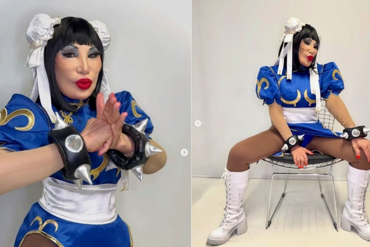 Lyn May aparece con el traje azul y el peinado característico de Chun-Li, ejecuta movimientos de combate, destruye un automóvil y termina convertida en un personaje de pixeles, como homenaje a los videojuegos clásicos de Street Fighter