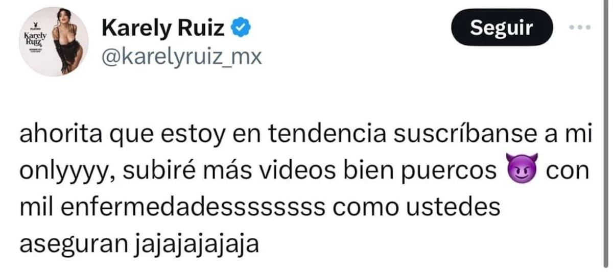Karely Ruiz prometió videos "bien puercos" en respuesta a quienes aseguraban que padecía alguna Enfermedad de Transmisión Sexual.