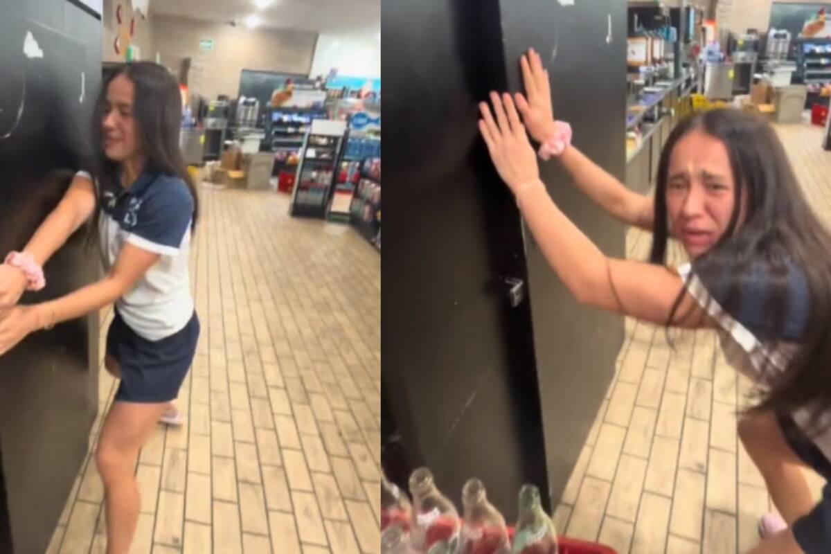 VIRAL | ¡Joven encierra a su amiga en el congelador del supermercado y luego no lo puede abrir!