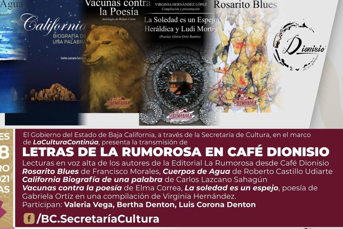 Leerán desde Café Dionisio textos del fondo editorial La Rumorosa