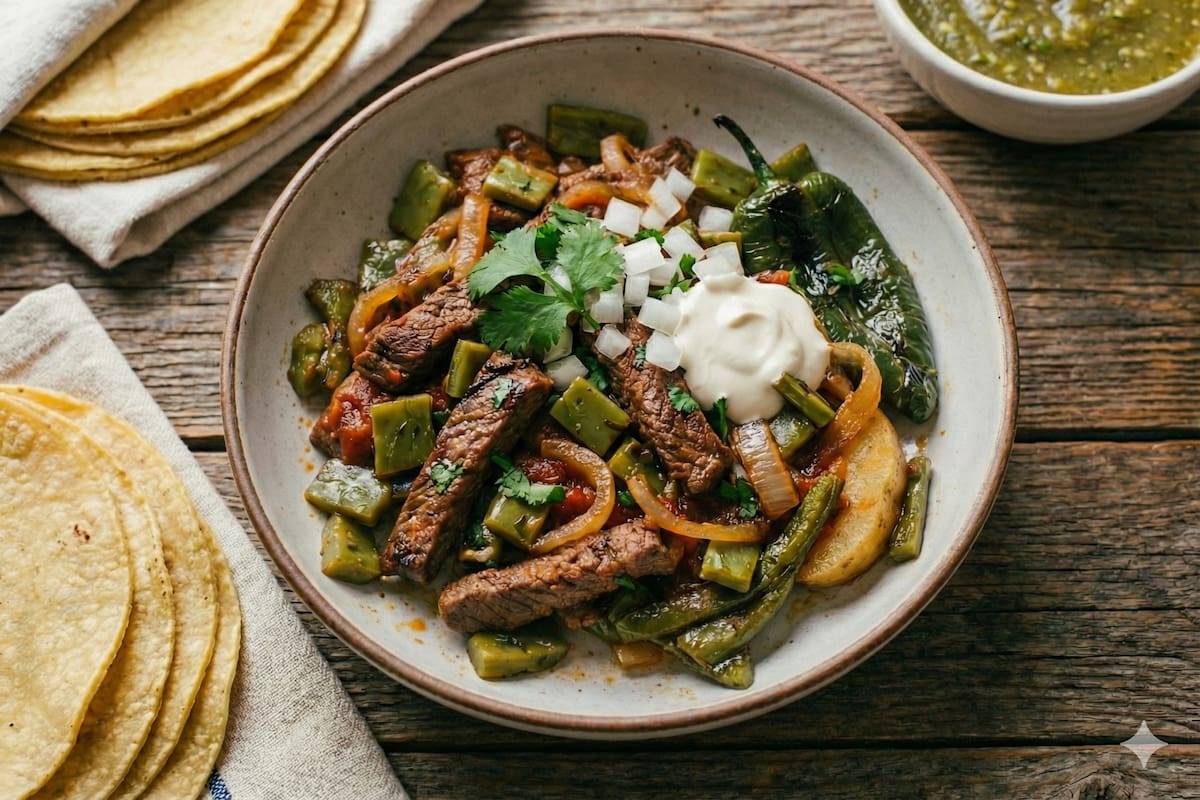 Tiritas de carne con nopales