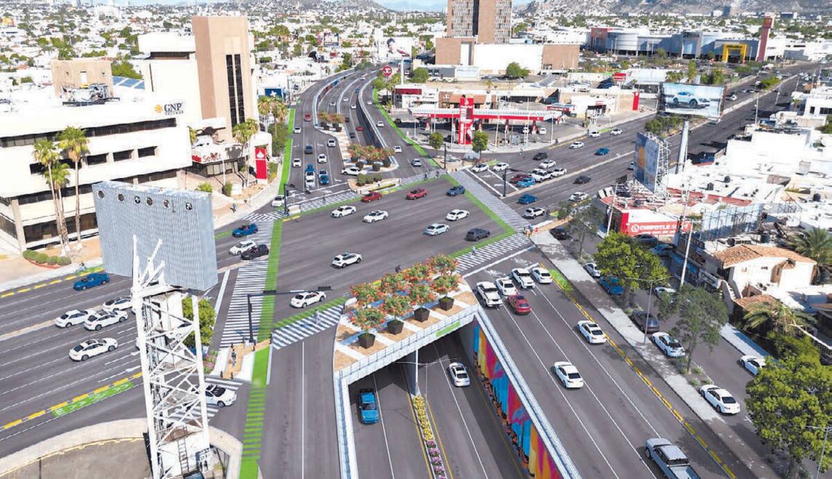 Así lucirá el paso a desnivel en Blvd. Solidaridad y Colosio, una obra histórica diseñada para transformar tu movilidad: con menos tiempos de espera, mayor seguridad para peatones y ciclistas y áreas verdes. FOTO: ESPECIAL