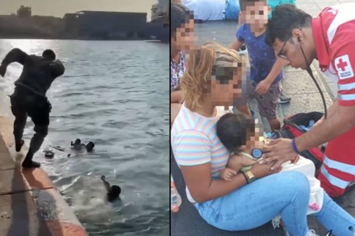 VIDEO: Policías rescatan a bebé de un año que cae al mar en Puerto de Veracruz
