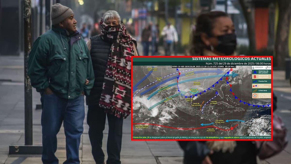 Frente frío 25 provocará lluvias intensas, evento de Norte y posible nieve en México este 29 de diciembre