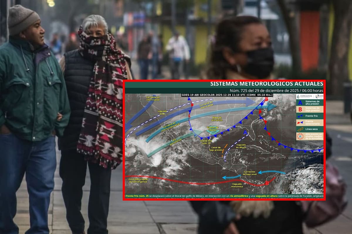 Frente frío 25 provocará lluvias intensas, evento de Norte y posible nieve en México este 29 de diciembre
