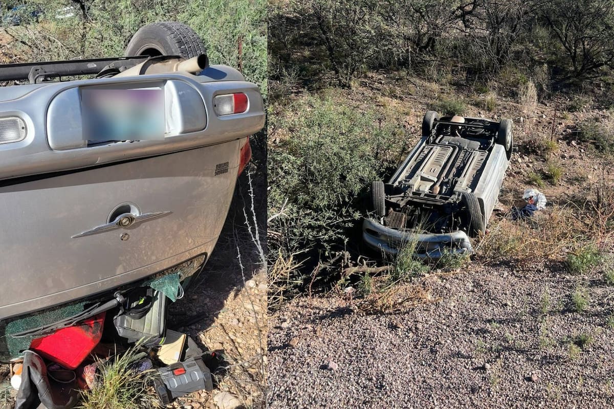 Reportan dos vehículos volcados por intentar escapar de Patrulla Fronteriza