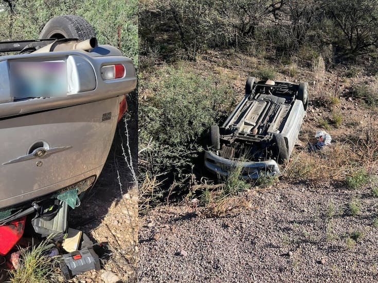 Reportan dos vehículos volcados por intentar escapar de Patrulla Fronteriza