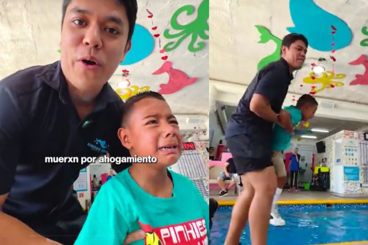 Escuela de natación desata la furia en redes tras lanzar publicidad de un niño llorando mientras es arrojado al agua