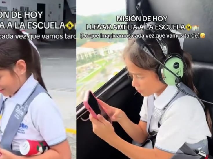 Padre lleva a su hija a la escuela en helicóptero y se vuelven virales en redes