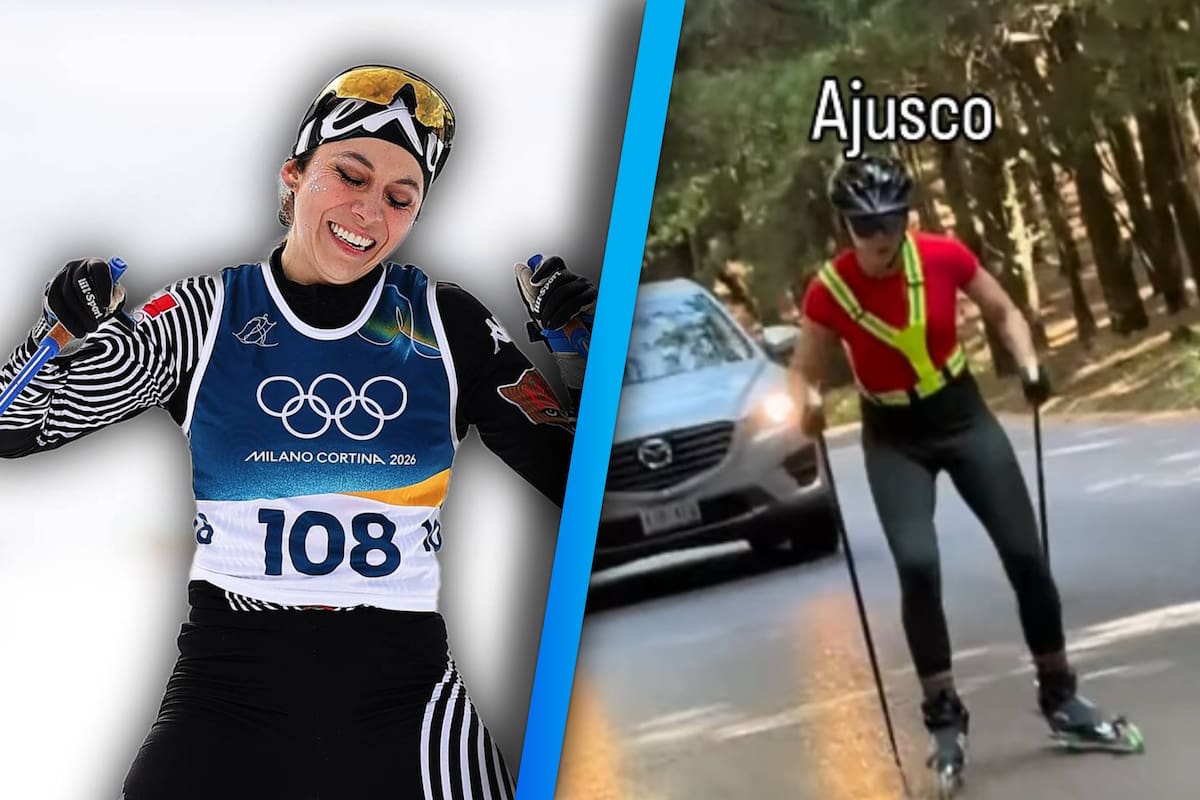 Ante la falta de nieve, la mexicana Regina Martínez entrenó “esquiando” en el pavimento para los Juegos Olímpicos de Invierno