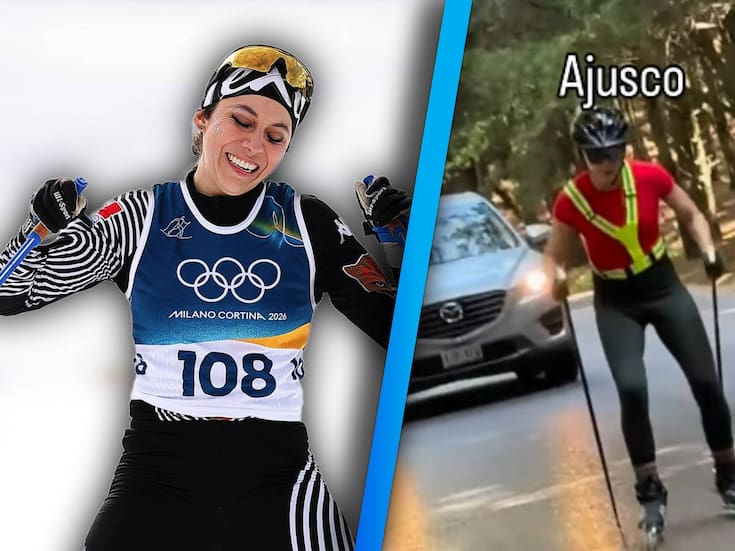 Ante la falta de nieve, la mexicana Regina Martínez entrenó “esquiando” en el pavimento para los Juegos Olímpicos de Invierno