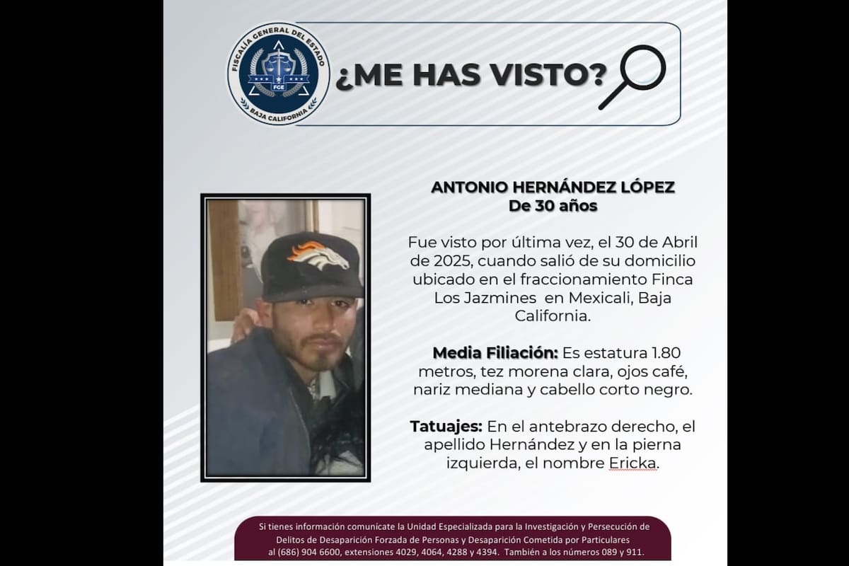 Piden ayuda para encontrar a Antonio Hernández López