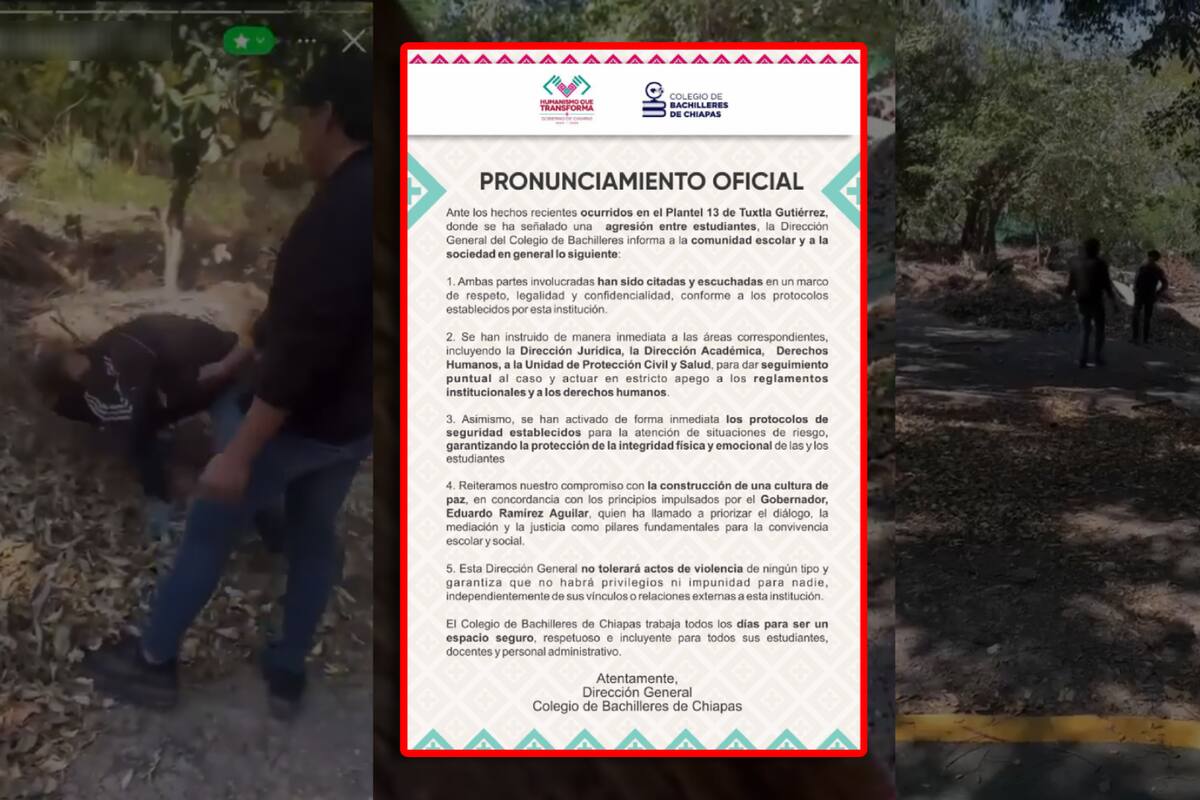 Estudiante de preparatoria es hospitalizado por agresión de otro compañero en Chiapas; los hechos captados en video son investigados