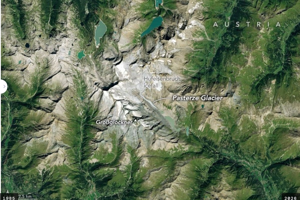 NASA muestra cómo el glaciar más grande de Austria se sostiene por una franja de hielo cada vez más estrecha