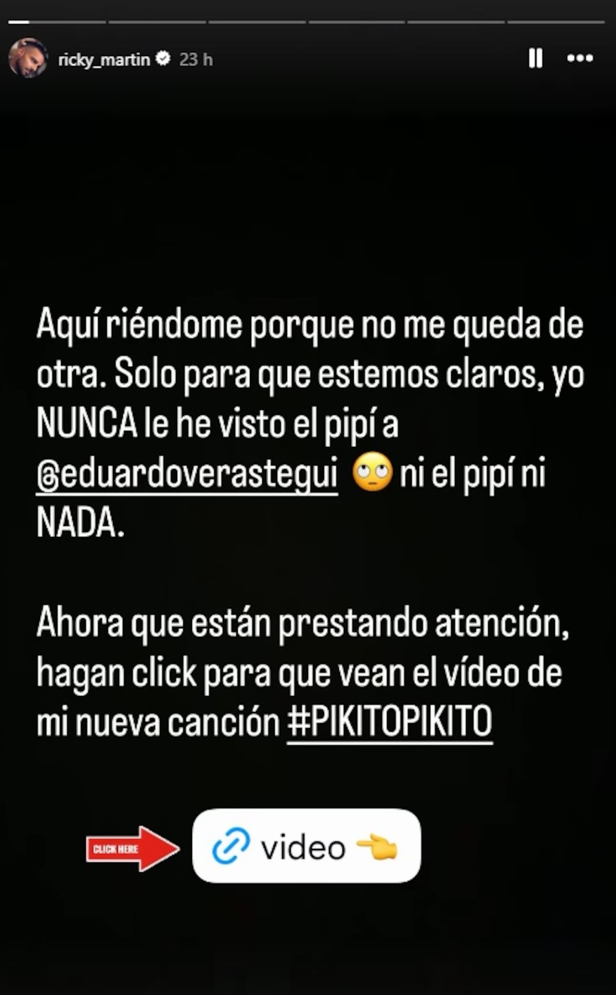 Ricky Martin utilizó sus historias de Instagram para aclarar el tema. Foto: Cortesía